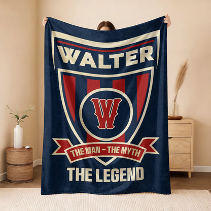 The Man The Myth The Legend Blue Burgundy Baseball Blanket WALTER 13K1 BK18