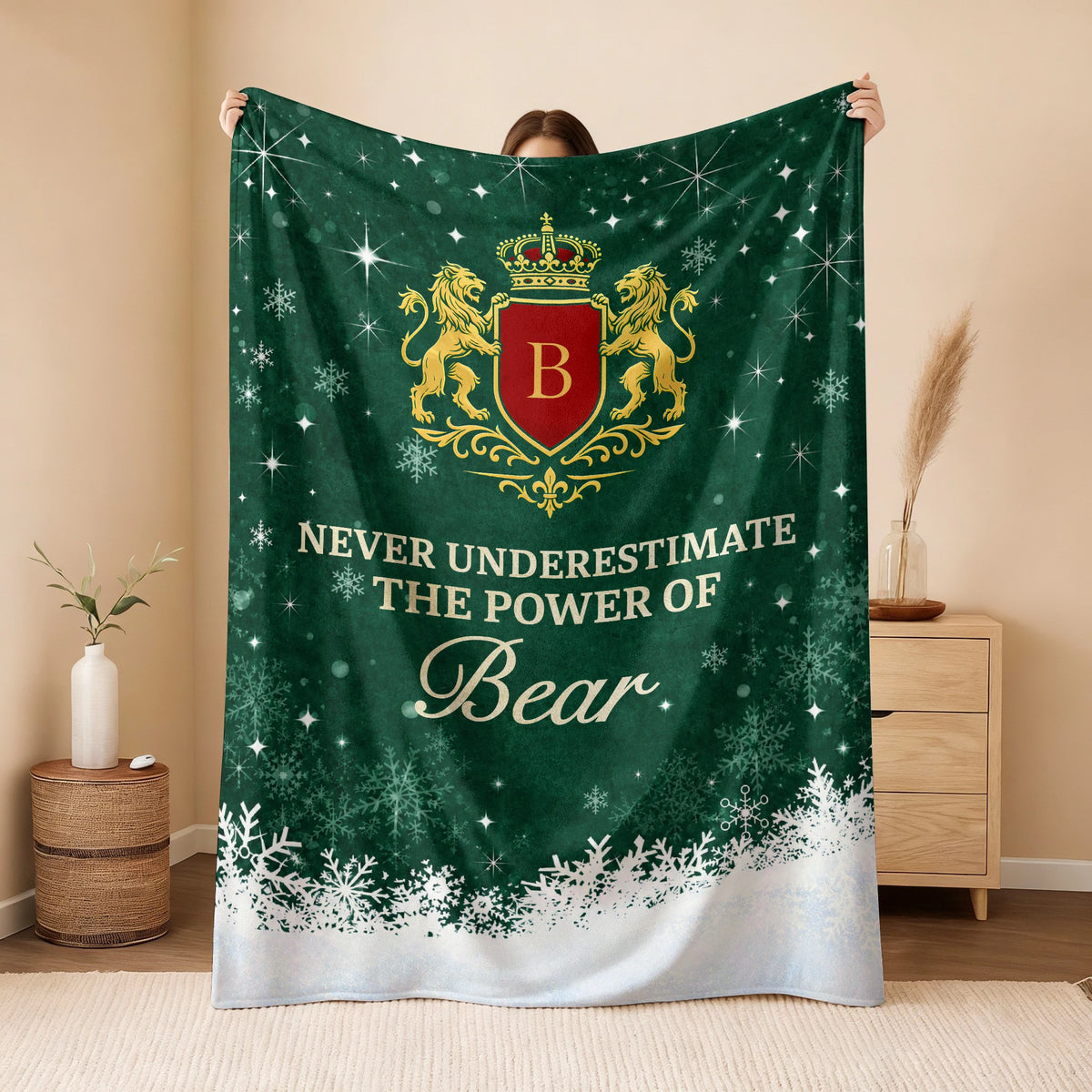Never Underestimate Your Name Old Money Christmas Fleece Blanket BEAR 13K1 BK26