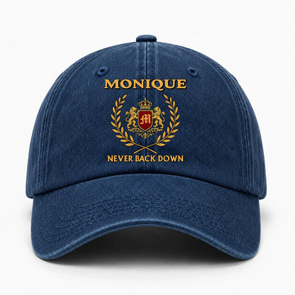 Never Back Down Royal Blue Denim Cap MONIQUE 13K1 C60PF