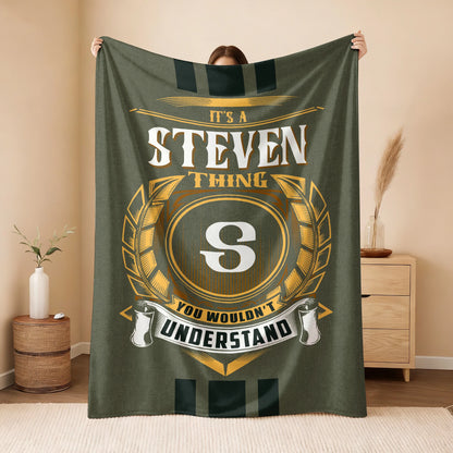 It's A Your Name Thing Olive Green Logo Fleece Blanket STEVEN 13K1 BK31