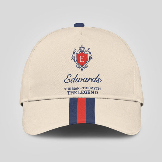 The Man The Myth The Legend Blue And Red Striped Cap EDWARDS 13K1 C117PF