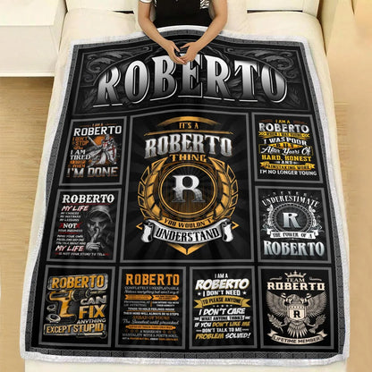 ROBERTO Personalized Blanket | Custom Name Cozy Throw Gift 13K1-BK2