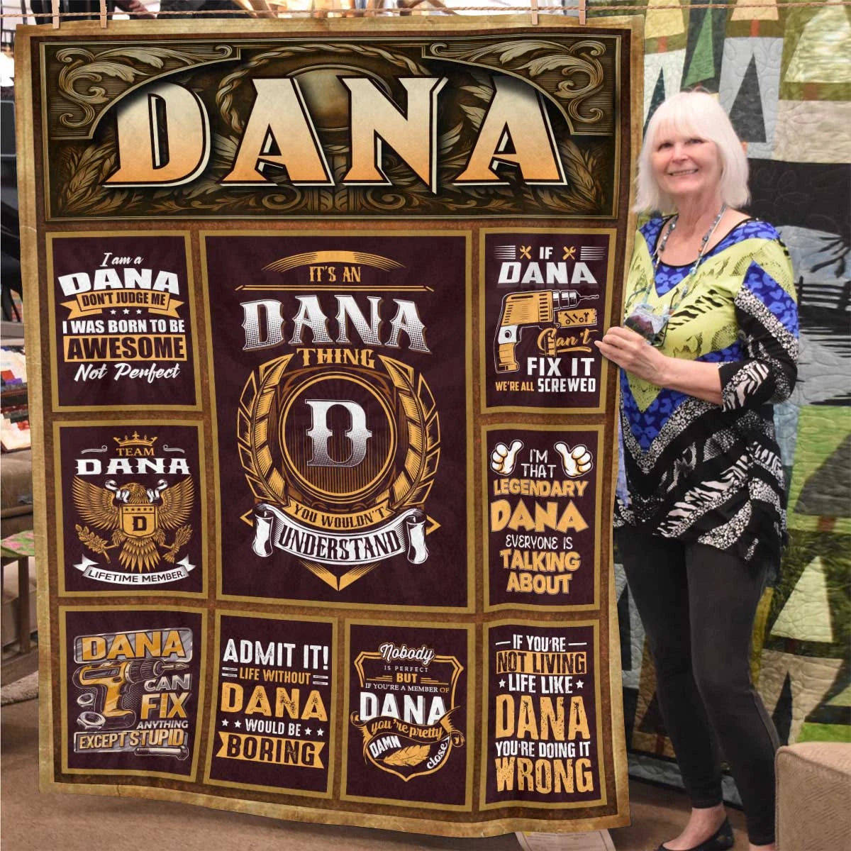 DANA Personalized Blanket | Custom Name Cozy Throw Gift 13K1-BK4