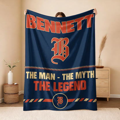 The Man The Myth The Legend Retro Fleece Blanket BENNETT 13K1 BK53