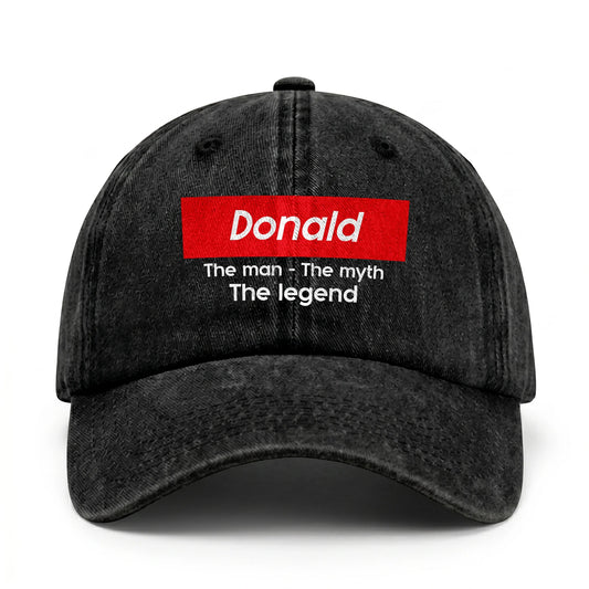 Your Name The Man The Myth The Legend Red Logo Washed Cap DONALD 13K1 C130PF