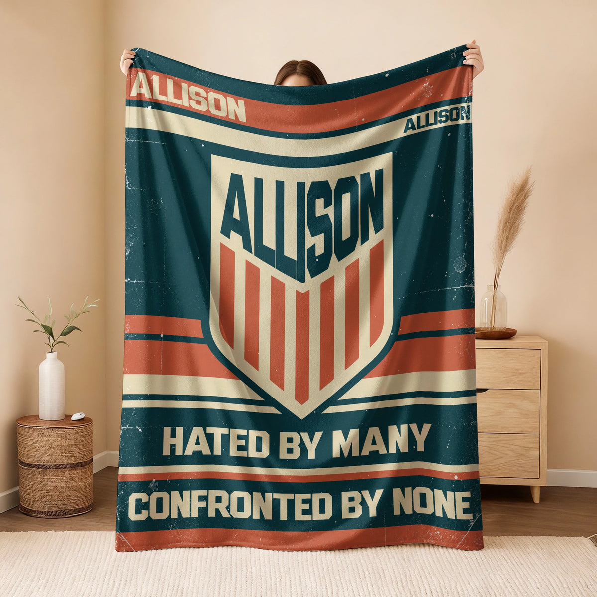 Hated By Many Confronted By None Retro Fleece Blanket ALLISON 13K1 BK58