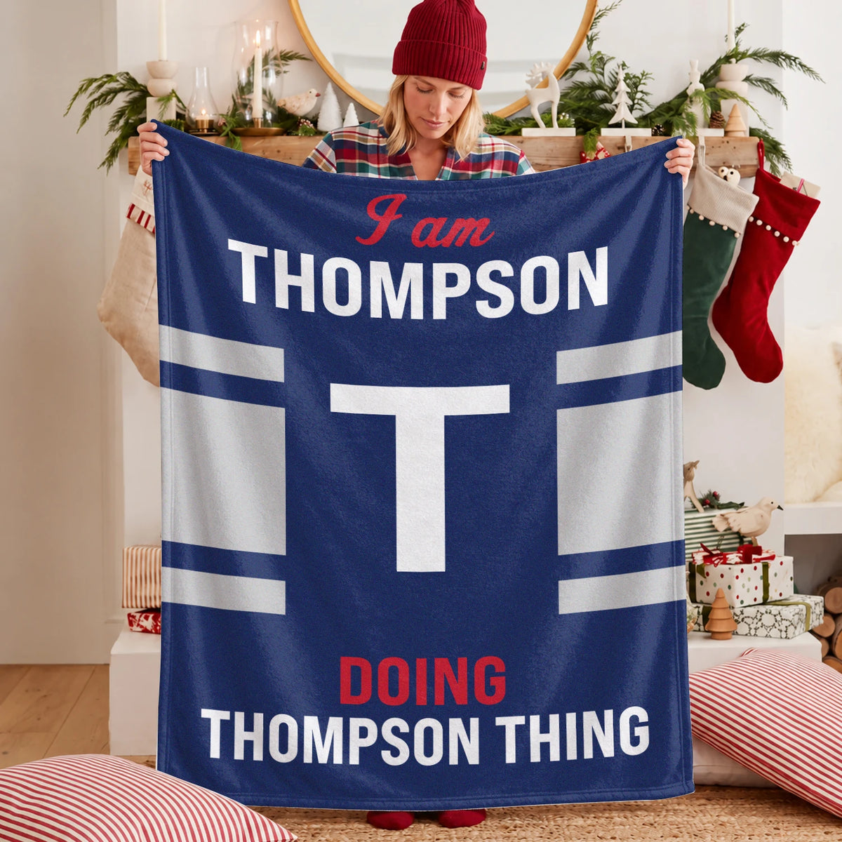 I'm Name Doing Name Things Navy Fleece Blanket THOMPSON 13K1 BK51