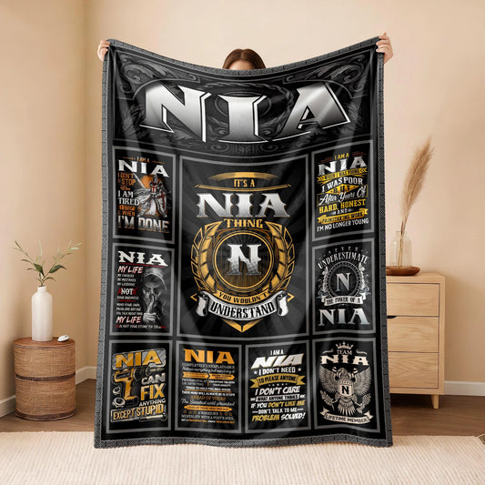 NIA Personalized Blanket | Custom Name Cozy Throw Gift 13K4-BK2