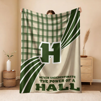 Never Underestimate Your Name Green & Cream Plaid Fleece Blanket HALL 13K1 BK50