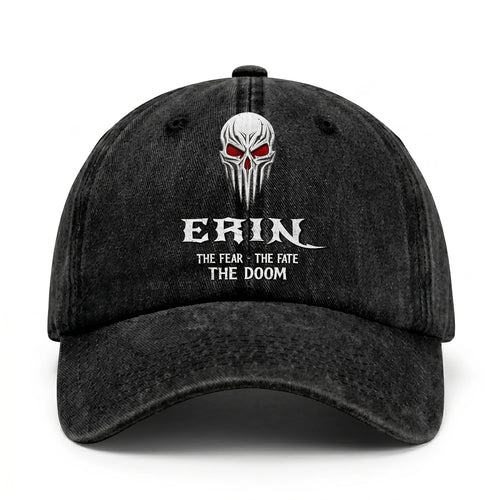 Your Name The Fear The Fate The Doom Skull Washed Cap ERIN 13K1 C98PF