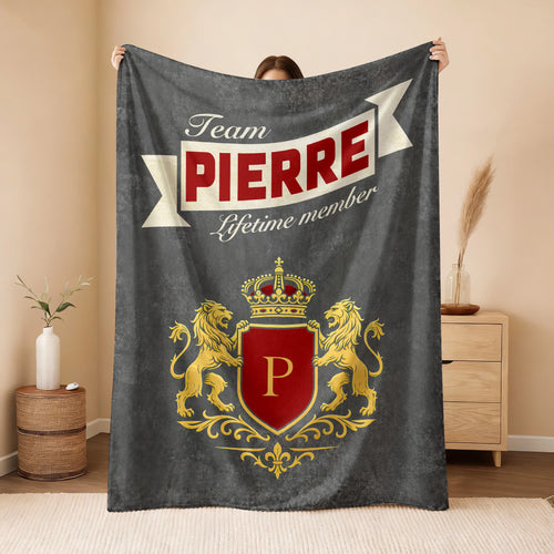 Team Your Name Lifetime Member Charcoal Blanket PIERRE 13K1 BK20