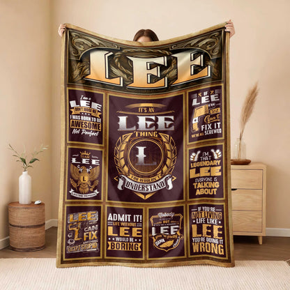 LEE Personalized Blanket | Custom Name Cozy Throw Gift 13K1-BK4