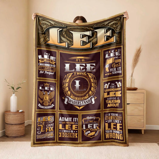LEE Personalized Blanket | Custom Name Cozy Throw Gift 13K1-BK4