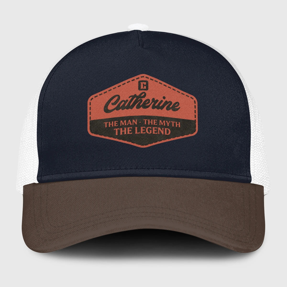 The Man The Myth The Legend Navy And Brown Mesh Cap CATHERINE 13K1 C188PF