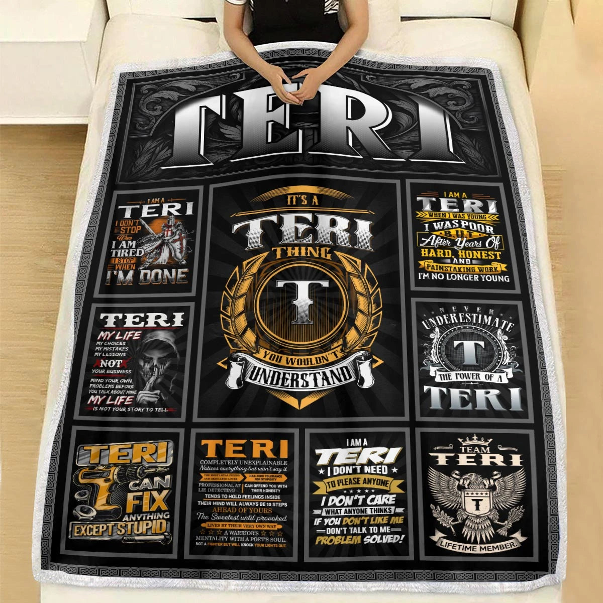 TERI Personalized Blanket | Custom Name Cozy Throw Gift 13K4-BK2