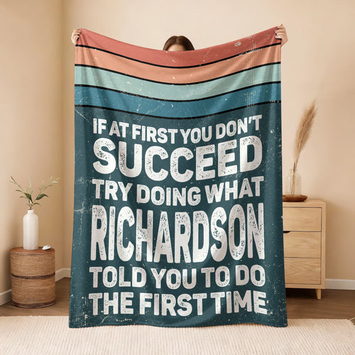 If At First You Don’t Succeed Retro Green Fleece Blanket RICHARDSON 13K1 BK29