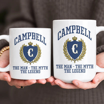 The Man The Myth The Legend Blue And Yellow Logo Mug CAMPBELL 13K1 MG24