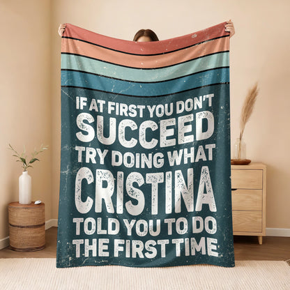 If At First You Don’t Succeed Retro Green Fleece Blanket CRISTINA 13K1 BK29
