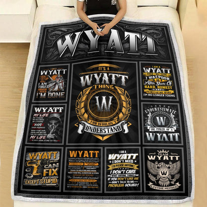 WYATT Personalized Blanket | Custom Name Cozy Throw Gift 13K4-BK2