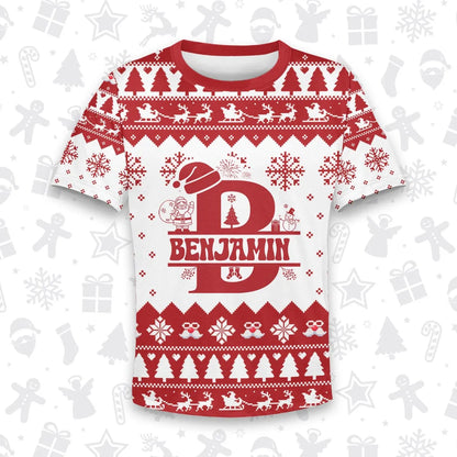 BENJAMIN Personalized Christmas T-Shirt Pajama Set - Holiday Gift Outfit 13K1-CR2