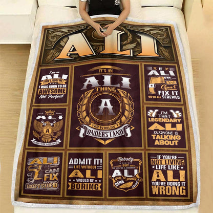 ALI Personalized Blanket | Custom Name Cozy Throw Gift 13K1-BK4