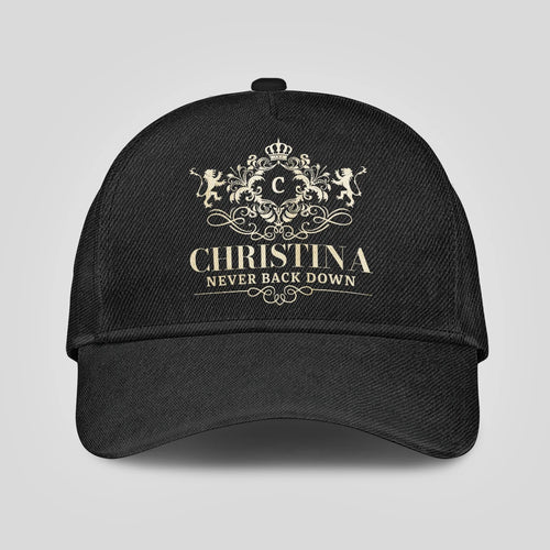 Never Back Down Royal Style Black Cap CHRISTINA 13K1 C179PF