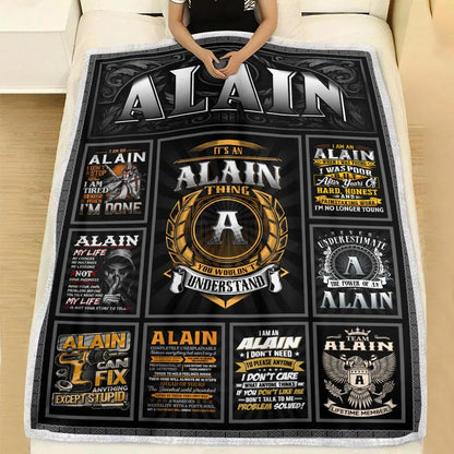 ALAIN Personalized Blanket | Custom Name Cozy Throw Gift 13K3-BK2