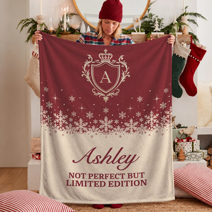 Not Perfect But Limited Edition Red Cream Christmas Fleece Blanket ASHLEY 13K1 BK34