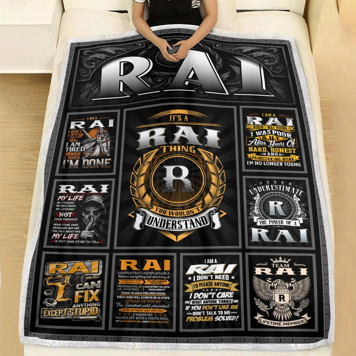 RAI Personalized Blanket | Custom Name Cozy Throw Gift 13K4-BK2