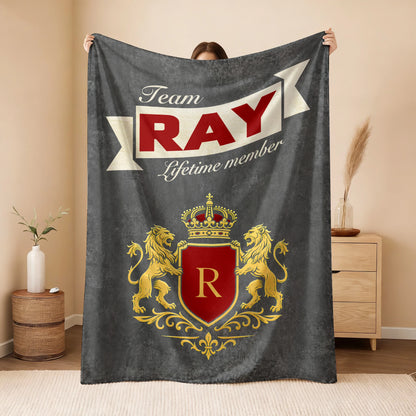 Team Your Name Lifetime Member Charcoal Blanket RAY 13K1 BK20