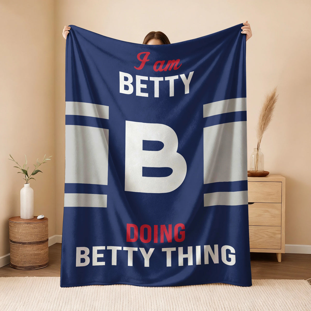 I'm Name Doing Name Things Navy Fleece Blanket BETTY 13K1 BK51