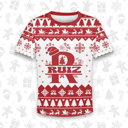 RUIZ Personalized Christmas T-Shirt Pajama Set - Holiday Gift Outfit 13K1-CR2