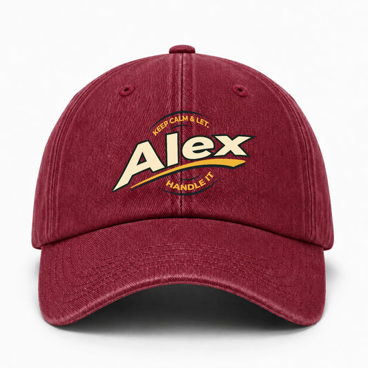 Keep Calm & Let Your Name Handle It Burgundy Washed Cap ALEX 13K1 C105PF