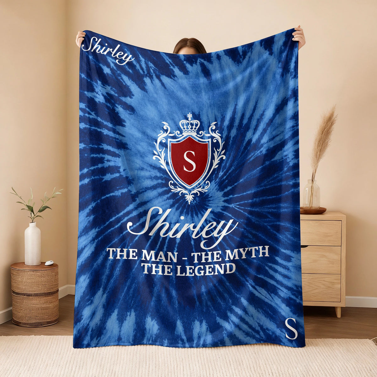 The Man The Myth The Legend Blue Waves Fleece Blanket SHIRLEY 13K1 BK11