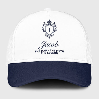 The Man The Myth The Legend Blue And White Baseball Mesh Cap JACOB 13K1 C186PF