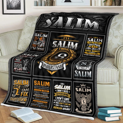 SALIM Personalized Blanket | Custom Name Cozy Throw Gift 13K5-BK2