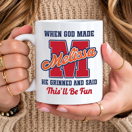 When God Made Your Name Personalized Baseball Mug MELISSA 13K1 MG07