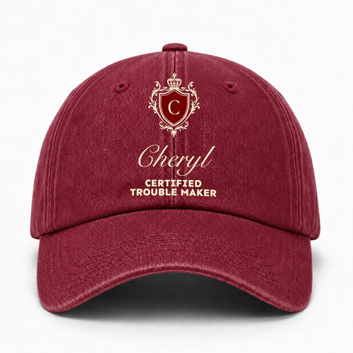 Certified Trouble Maker Royal Burgundy Washed Cap CHERYL 13K1 C139PF