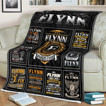 FLYNN Personalized Blanket | Custom Name Cozy Throw Gift 13K4-BK2
