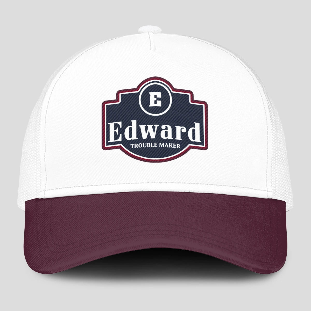 Trouble Maker Burgundy And White Funny Mesh Cap EDWARD 13K1 C201PF