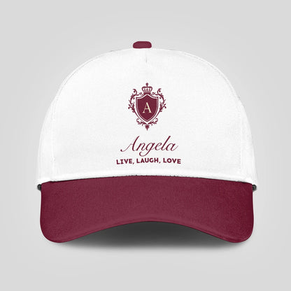 Live Laugh Love Elegant Burgundy And White Cap ANGELA 13K1 C88PF