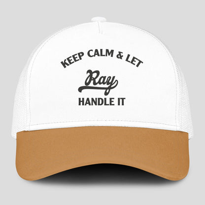 Keep Calm & Let Your Name Handle It Yellow And White Mesh Cap RAY 13K1 C205PF