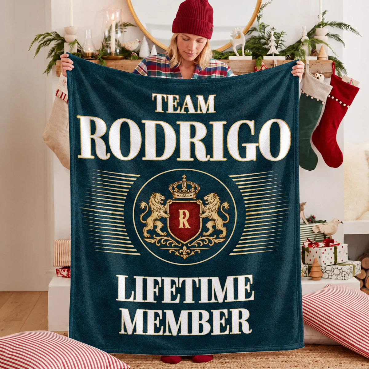 Team Your Name Lifetime Member Sage Green Fleece Blanket RODRIGO 13K1 BK42