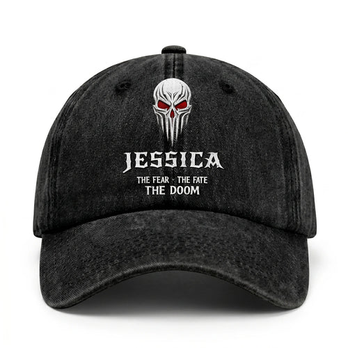 Your Name The Fear The Fate The Doom Skull Washed Cap JESSICA 13K1 C98PF