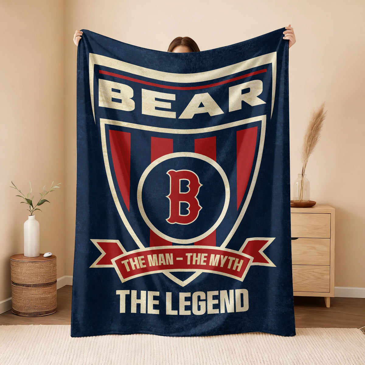 The Man The Myth The Legend Blue Burgundy Baseball Blanket BEAR 13K1 BK18