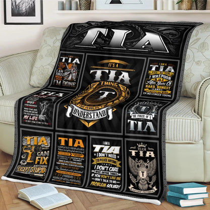 TIA Personalized Blanket | Custom Name Cozy Throw Gift 13K4-BK2