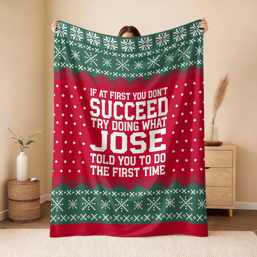 If At First You Don’t Succeed Red Green Christmas Fleece Blanket JOSE 13K1 BK28