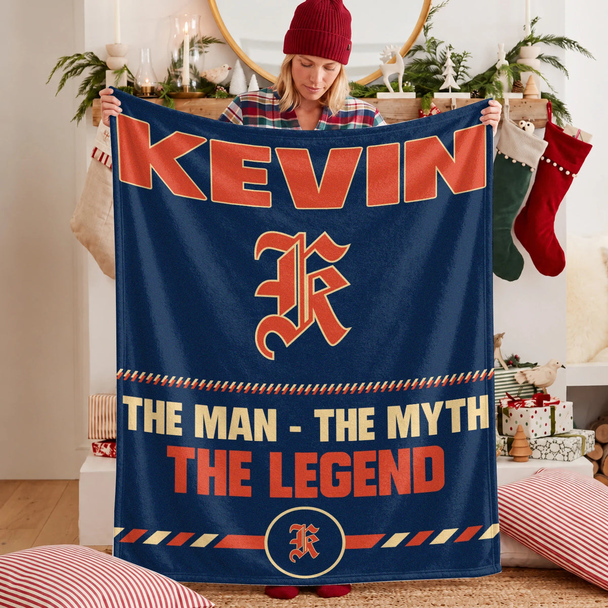 The Man The Myth The Legend Retro Fleece Blanket KEVIN 13K1 BK53