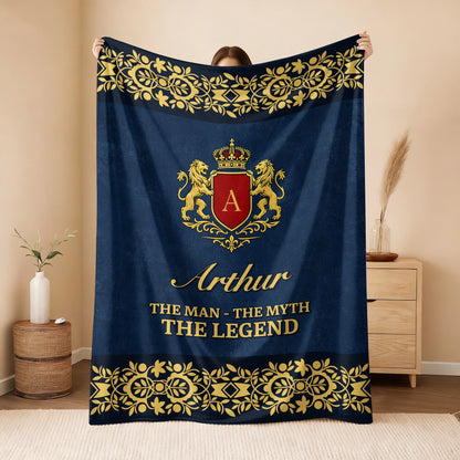The Man The Myth The Legend Luxury Navy Fleece Blanket ARTHUR 13K1 BK35