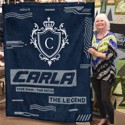 The Man The Myth The Legend Blue & Gray Fleece Blanket  CARLA 13K1 BK08